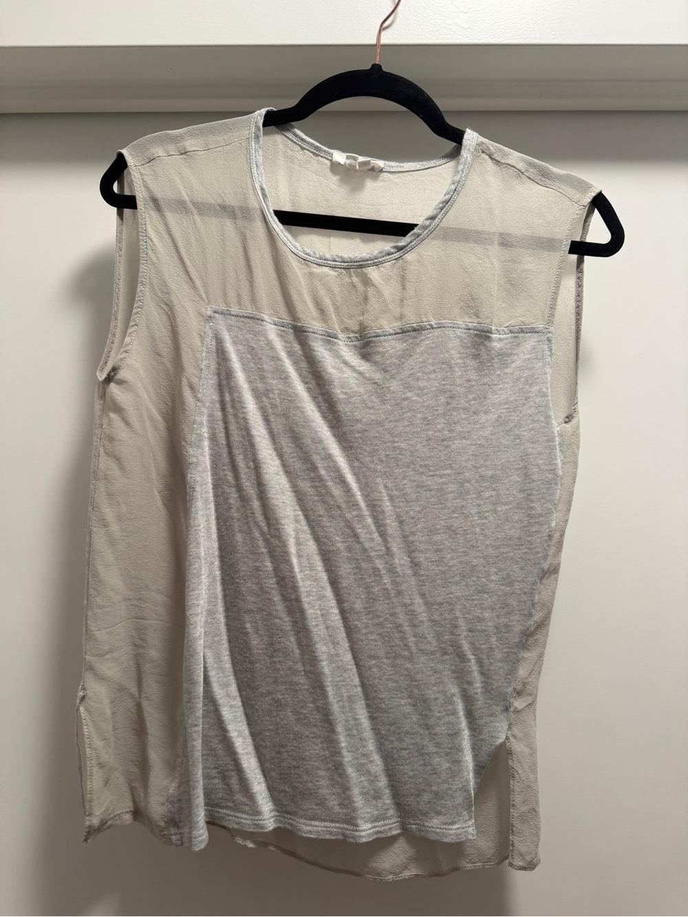 Helmut Lang Cream and Light Gray Muscle Tee